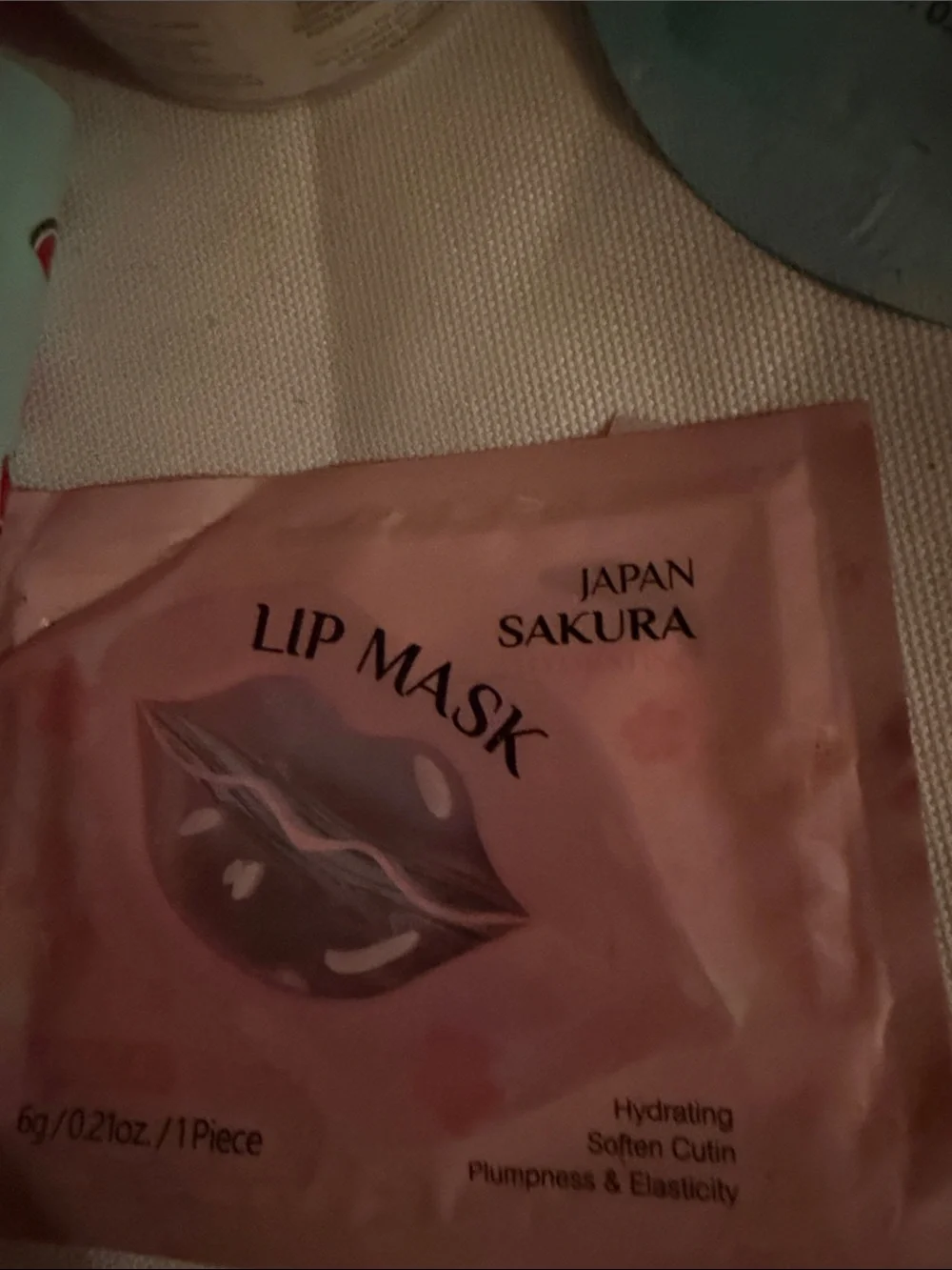 Pink Lip Mask Sheet & Pink Kiss Print Cosmetic Pouch filled etc